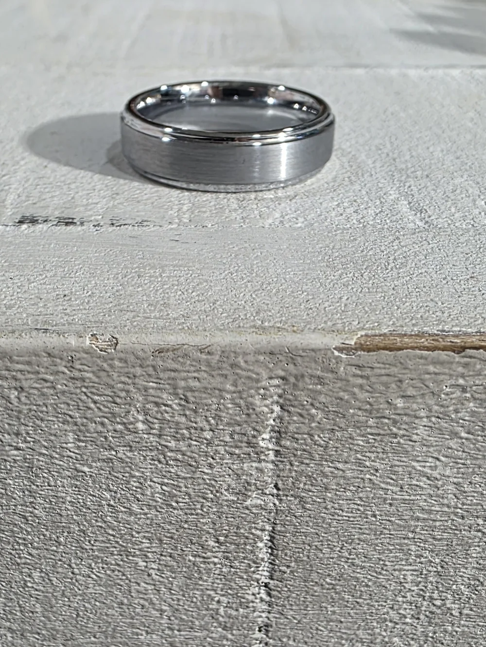 Men's Brushed Titanium Silver Wedding Band - Size 10